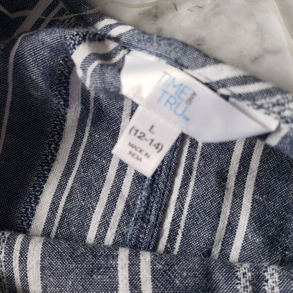 Time and Tru Navy Blue and White Stripped Blouse - Picture 8 of 10